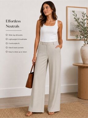 Worthington Beige Wide Leg Trousers